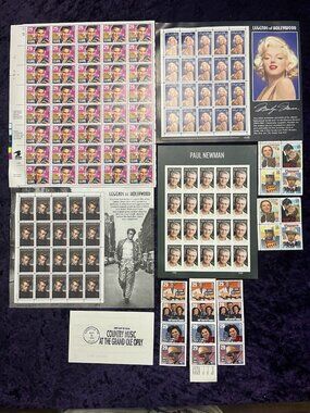 New Vtg US Postage Stamp Full Sheets Hollywood Country Music Marilyn Dean +More